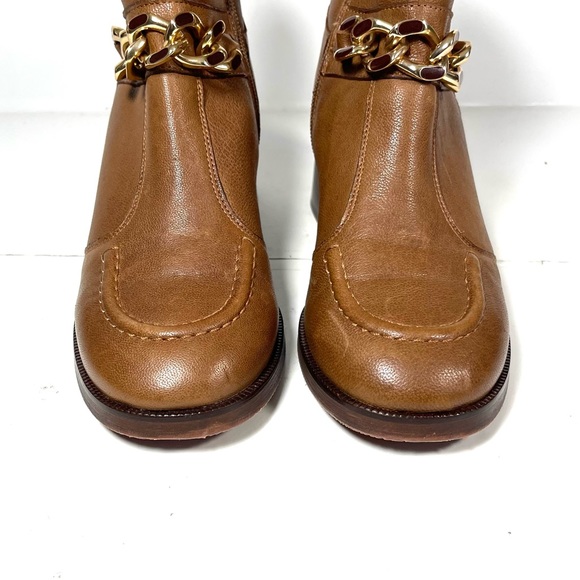 See By Chloe Mahe Women’s Ankle Boots Brown Gold Chain Embellished Size 36 US 5 - Picture 6 of 12